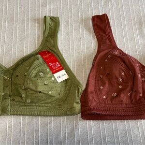 Olive and Rust Floral Bras
